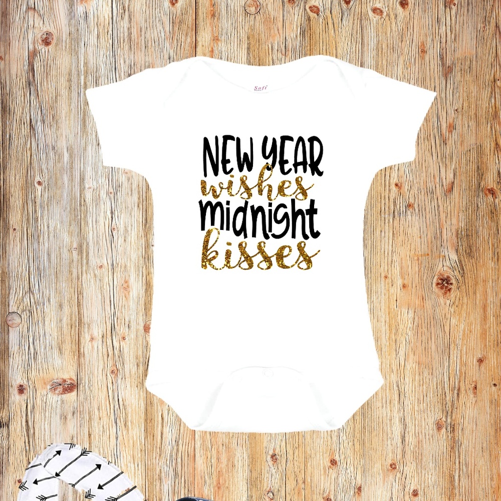 New Year Wishes Midnight Kisses Baby Onesie